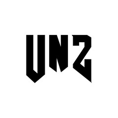 UNZ letter logo design for technology company. UNZ logo design black and white color combination. UNZ logo, UNZ vector, UNZ design, UNZ icon, UNZ alphabet. UNZ typography logo design.