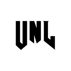 UNL letter logo design for technology company. UNL logo design black and white color combination. UNL logo, UNL vector, UNL design, UNL icon, UNL alphabet. UNL typography logo design.