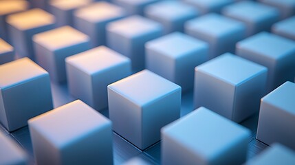 Obraz premium Blue Cubes Grid Pattern Abstract Background