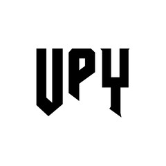 UPY letter logo design for technology company. UPY logo design black and white color combination. UPY logo, UPY vector, UPY design, UPY icon, UPY alphabet. UPY typography logo design.