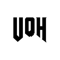 UQH letter logo design for technology company. UQH logo design black and white color combination. UQH logo, UQH vector, UQH design, UQH icon, UQH alphabet. UQH typography logo design.