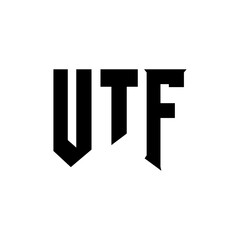 UTF letter logo design for technology company. UTF logo design black and white color combination. UTF logo, UTF vector, UTF design, UTF icon, UTF alphabet. UTF typography logo design.