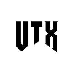 UTX letter logo design for technology company. UTX logo design black and white color combination. UTX logo, UTX vector, UTX design, UTX icon, UTX alphabet. UTX typography logo design.