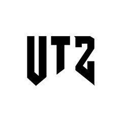 UTZ letter logo design for technology company. UTZ logo design black and white color combination. UTZ logo, UTZ vector, UTZ design, UTZ icon, UTZ alphabet. UTZ typography logo design.