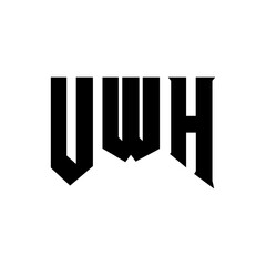 UWH letter logo design for technology company. UWH logo design black and white color combination. UWH logo, UWH vector, UWH design, UWH icon, UWH alphabet. UWH typography logo design.