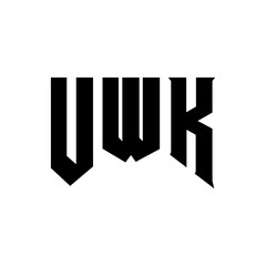 UWK letter logo design for technology company. UWK logo design black and white color combination. UWK logo, UWK vector, UWK design, UWK icon, UWK alphabet. UWK typography logo design.