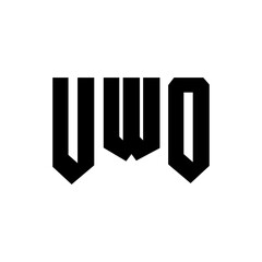 UWO letter logo design for technology company. UWO logo design black and white color combination. UWO logo, UWO vector, UWO design, UWO icon, UWO alphabet. UWO typography logo design.