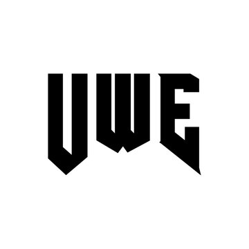 UWE letter logo design for technology company. UWE logo design black and white color combination. UWE logo, UWE vector, UWE design, UWE icon, UWE alphabet. UWE typography logo design.
