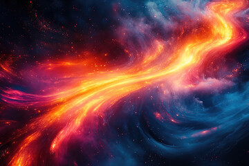 Fototapeta premium Colorful cosmic swirl in deep space with bright bursts of light