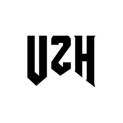 UZH letter logo design for technology company. UZH logo design black and white color combination. UZH logo, UZH vector, UZH design, UZH icon, UZH alphabet. UZH typography logo design.