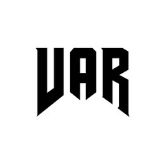 VAR letter logo design for technology company. VAR logo design black and white color combination. VAR logo, VAR vector, VAR design, VAR icon, VAR alphabet. VAR typography logo design.