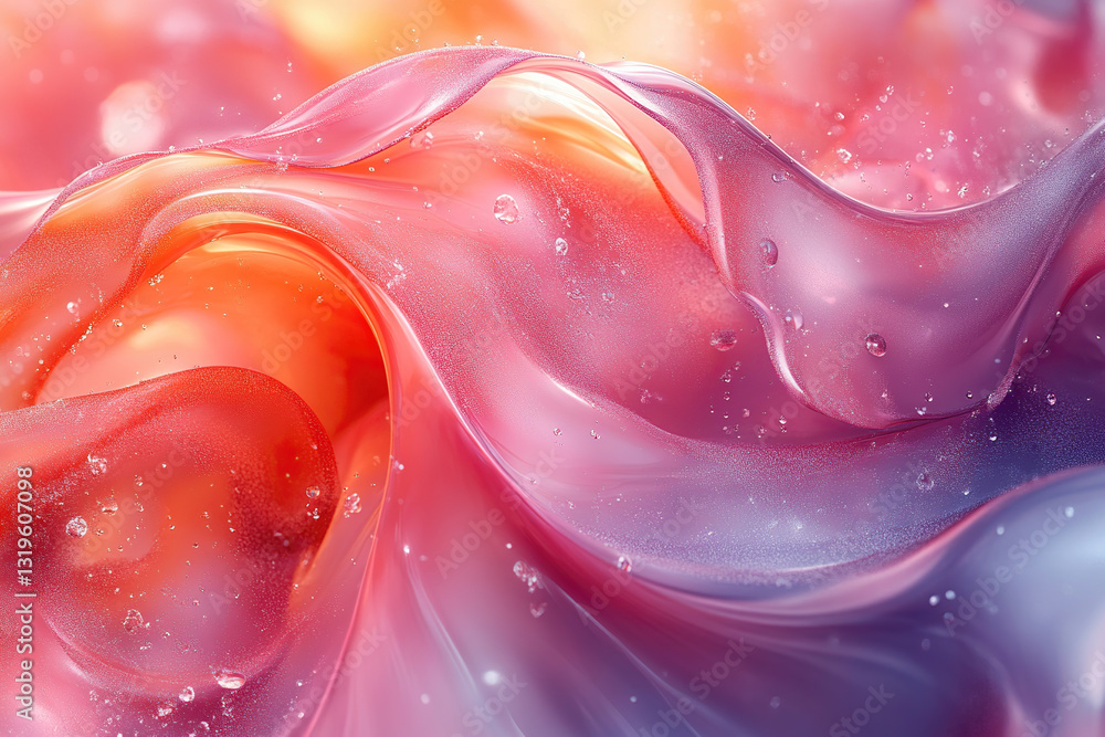 Poster colorful liquid waves create a dreamy abstract pattern in motion