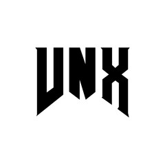 VNX letter logo design for technology company. VNX logo design black and white color combination. VNX logo, VNX vector, VNX design, VNX icon, VNX alphabet. VNX typography logo design.