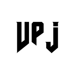 Obraz premium VPJ letter logo design for technology company. VPJ logo design black and white color combination. VPJ logo, VPJ vector, VPJ design, VPJ icon, VPJ alphabet. VPJ typography logo design.
