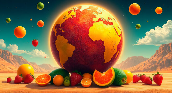 red earth and fruits