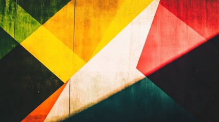 Vibrant Geometric Art Installation with Soft Light Background