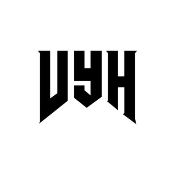 VYH letter logo design for technology company. VYH logo design black and white color combination. VYH logo, VYH vector, VYH design, VYH icon, VYH alphabet. VYH typography logo design.
