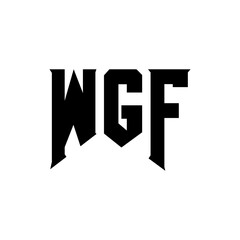 WGF letter logo design for technology company. WGF logo design black and white color combination. WGF logo, WGF vector, WGF design, WGF icon, WGF alphabet. WGF typography logo design.