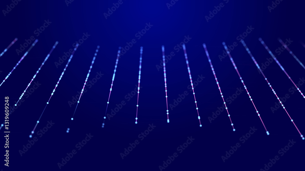 Poster Technological design of network connection. Abstract background with intertwined dots and lines. 3D rendering.