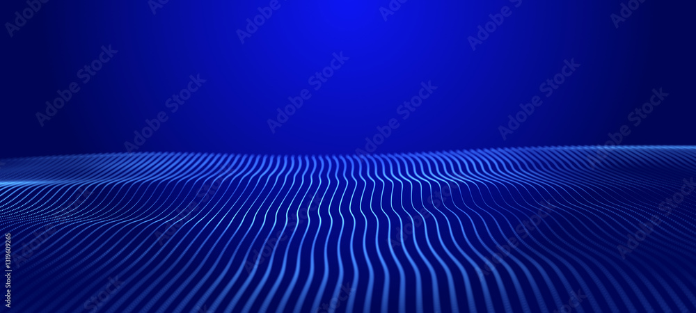 Poster Technological design of network connection. Abstract background with intertwined dots and lines. 3D rendering.