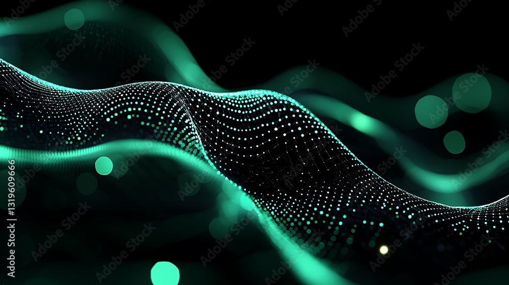 Poster teal particle wave abstract background