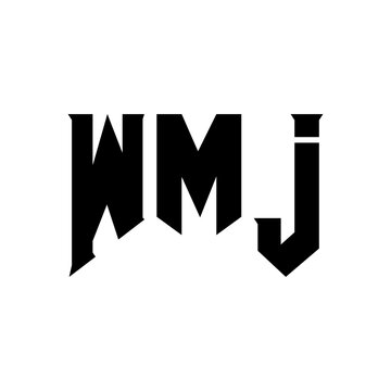 WMJ letter logo design for technology company. WMJ logo design black and white color combination. WMJ logo, WMJ vector, WMJ design, WMJ icon, WMJ alphabet. WMJ typography logo design.