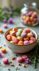 Brightly colored, dye-free candy for children's health