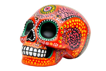 Intricate Traditional Mexican Sugar Skull with Vibrant Colors and Festive Details