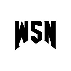 WSN letter logo design for technology company. WSN logo design black and white color combination. WSN logo, WSN vector, WSN design, WSN icon, WSN alphabet. WSN typography logo design.