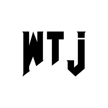 WTJ letter logo design for technology company. WTJ logo design black and white color combination. WTJ logo, WTJ vector, WTJ design, WTJ icon, WTJ alphabet. WTJ typography logo design.
