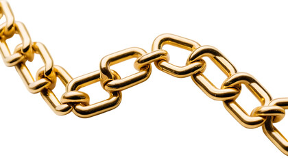 Close up of a shiny gold chain link png
