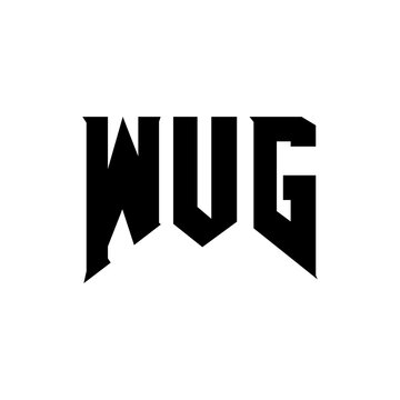 WUG letter logo design for technology company. WUG logo design black and white color combination. WUG logo, WUG vector, WUG design, WUG icon, WUG alphabet. WUG typography logo design.