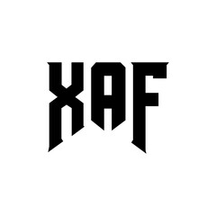 Obraz premium XAF letter logo design for technology company. XAF logo design black and white color combination. XAF logo, XAF vector, XAF design, XAF icon, XAF alphabet. XAF typography logo design.