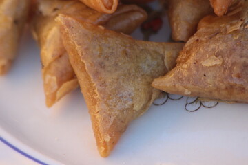 Briwat or Briouat Close Up, Traditional Moroccan Pastry