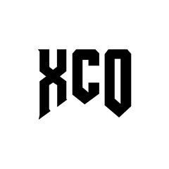 XCO letter logo design for technology company. XCO logo design black and white color combination. XCO logo, XCO vector, XCO design, XCO icon, XCO alphabet. XCO typography logo design.