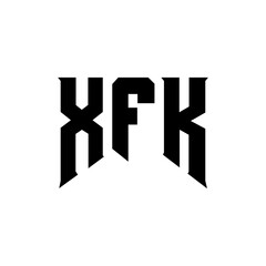 XFK letter logo design for technology company. XFK logo design black and white color combination. XFK logo, XFK vector, XFK design, XFK icon, XFK alphabet. XFK typography logo design.