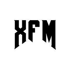 XFM letter logo design for technology company. XFM logo design black and white color combination. XFM logo, XFM vector, XFM design, XFM icon, XFM alphabet. XFM typography logo design.