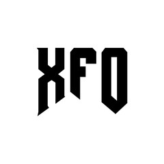 XFO letter logo design for technology company. XFO logo design black and white color combination. XFO logo, XFO vector, XFO design, XFO icon, XFO alphabet. XFO typography logo design.