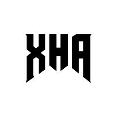 XHA letter logo design for technology company. XHA logo design black and white color combination. XHA logo, XHA vector, XHA design, XHA icon, XHA alphabet. XHA typography logo design.