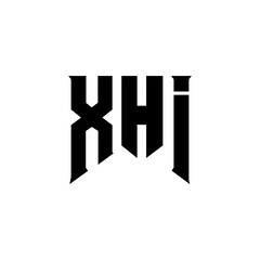 XHI letter logo design for technology company. XHI logo design black and white color combination. XHI logo, XHI vector, XHI design, XHI icon, XHI alphabet. XHI typography logo design.