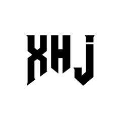 XHJ letter logo design for technology company. XHJ logo design black and white color combination. XHJ logo, XHJ vector, XHJ design, XHJ icon, XHJ alphabet. XHJ typography logo design.
