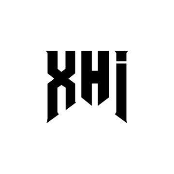 XHI letter logo design for technology company. XHI logo design black and white color combination. XHI logo, XHI vector, XHI design, XHI icon, XHI alphabet. XHI typography logo design.