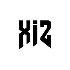 XIZ letter logo design for technology company. XIZ logo design black and white color combination. XIZ logo, XIZ vector, XIZ design, XIZ icon, XIZ alphabet. XIZ typography logo design.