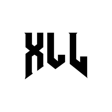 XLL letter logo design for technology company. XLL logo design black and white color combination. XLL logo, XLL vector, XLL design, XLL icon, XLL alphabet. XLL typography logo design.