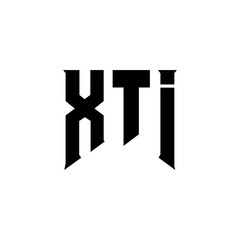 XTI letter logo design for technology company. XTI logo design black and white color combination. XTI logo, XTI vector, XTI design, XTI icon, XTI alphabet. XTI typography logo design.