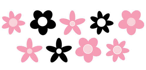 Set of Flowers Isolated On White