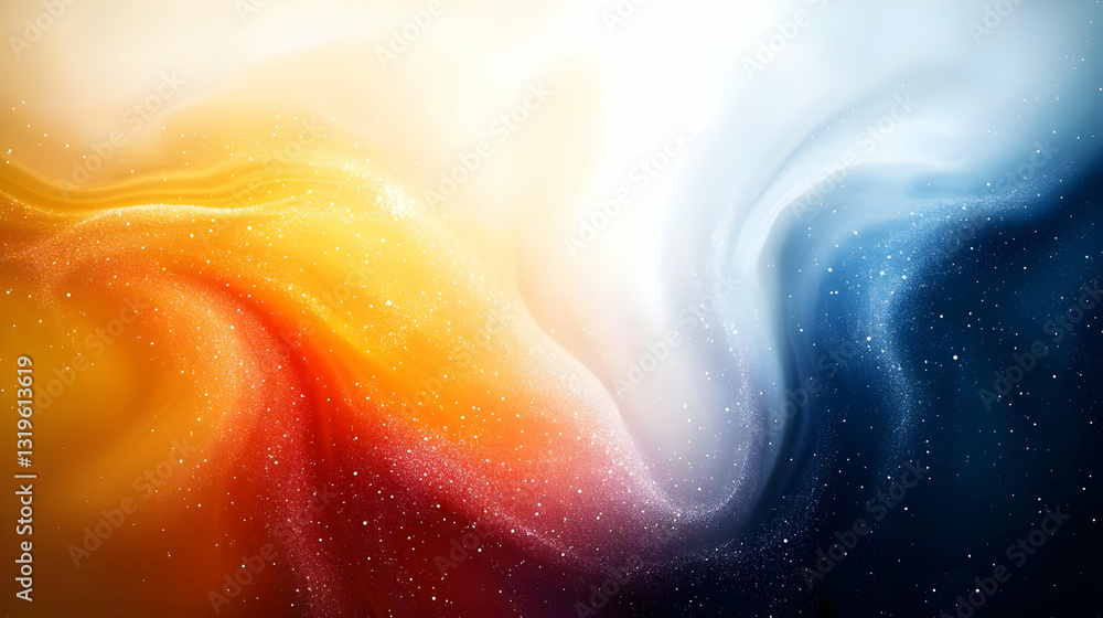 Poster Abstract Swirling Color Field with Glowing Particles and Dynamic Fluidity