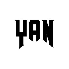 YAN letter logo design for technology company. YAN logo design black and white color combination. YAN logo, YAN vector, YAN design, YAN icon, YAN alphabet. YAN typography logo design.