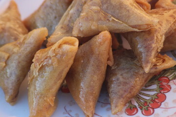 Briwat or Briouat Close Up, Traditional Moroccan Pastry