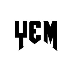 YEM letter logo design for technology company. YEM logo design black and white color combination. YEM logo, YEM vector, YEM design, YEM icon, YEM alphabet. YEM typography logo design.